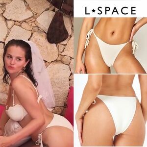 L*Space Lucia Bitsy Bottoms White Bikini Pearl Sz L 88$